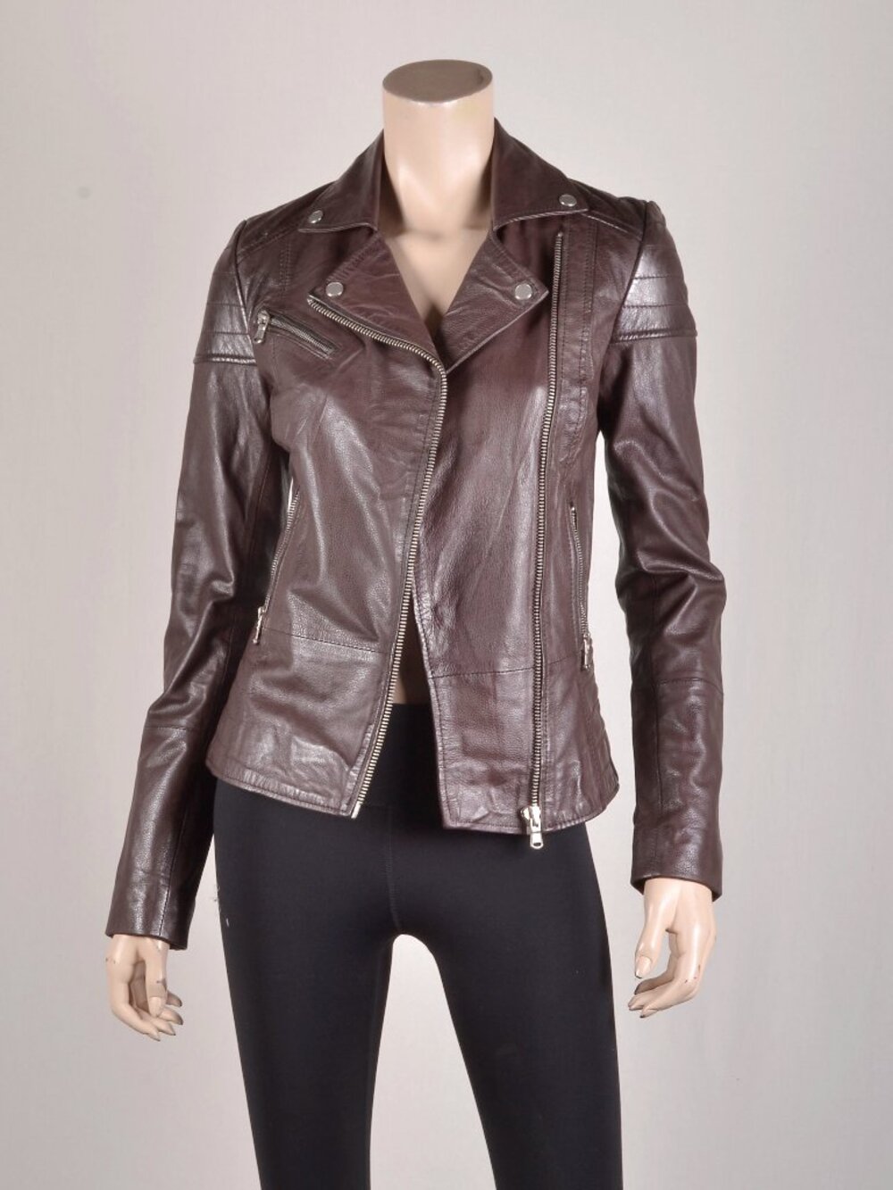 Bod & Christensen Cognac Slim Leather Biker Jacket